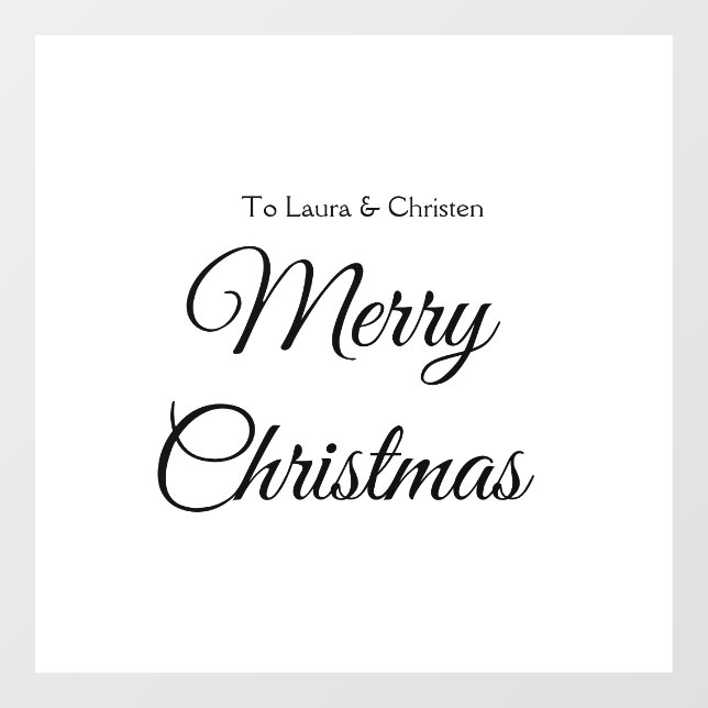 Merry Christmas add name text custom family gift Window Cling (Sheet)