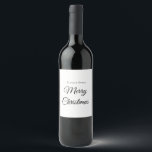 Merry Christmas add name text custom family gift Wine Label<br><div class="desc">Design</div>