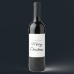 Merry Christmas add name text custom family gift Wine Label<br><div class="desc">Design</div>
