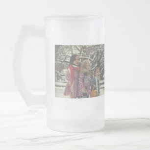 merry christmas add photo text holiday custom frosted glass beer mug