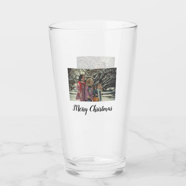 merry christmas add photo text holiday custom glass (Front)
