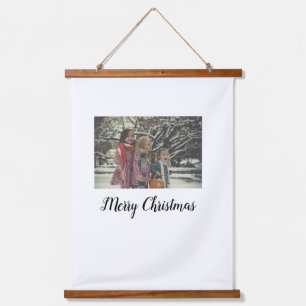 merry christmas add photo text holiday custom hanging tapestry