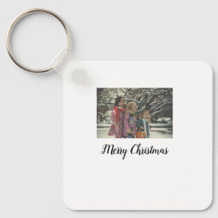 merry christmas add photo text holiday custom key ring