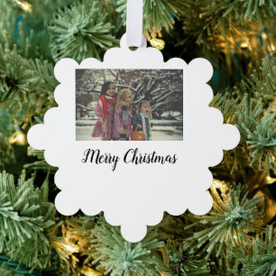 merry christmas add photo text holiday custom tree decoration card