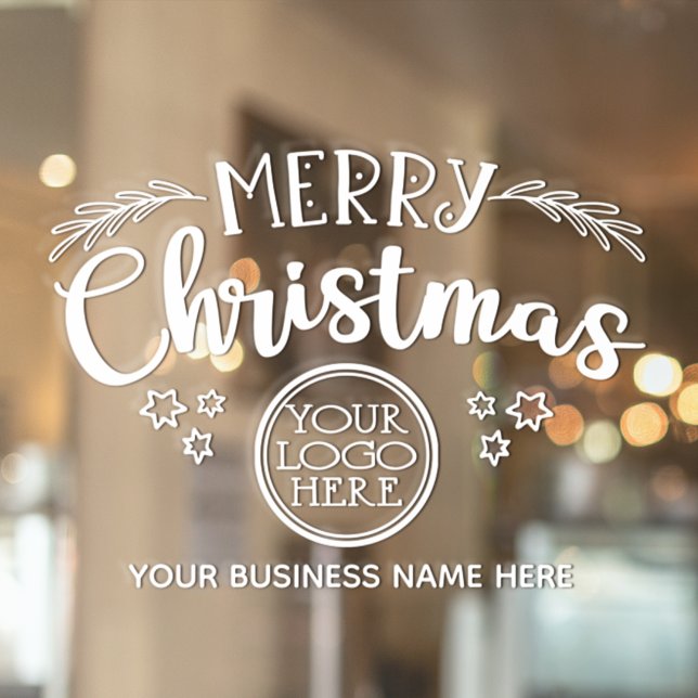Merry Christmas add your logo and business name Window Cling (Creator Uploaded)