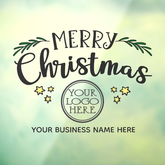 Merry Christmas add your logo and business name Window Cling (Sheet 3)