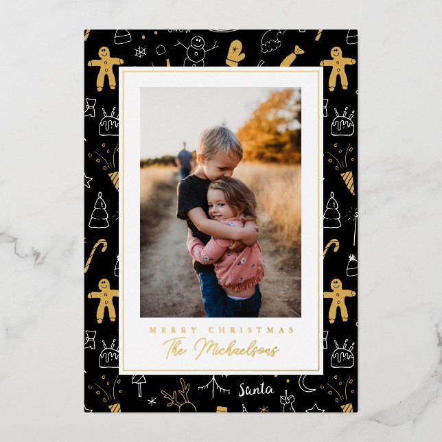 MERRY CHRISTMAS | Add Your Photo Foil Holiday Card (Front)