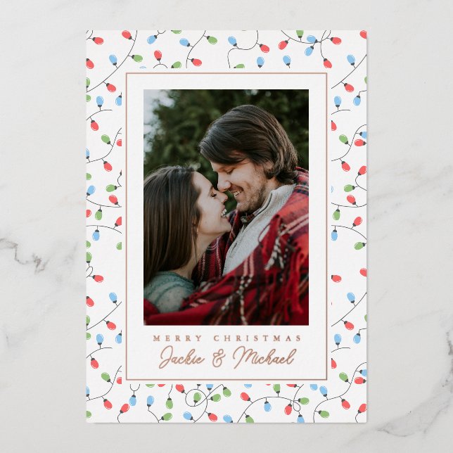 MERRY CHRISTMAS | Add Your Photo Foil Holiday Card (Front)