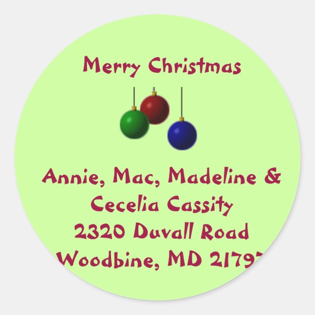 Merry Christmas address sticker (Front)