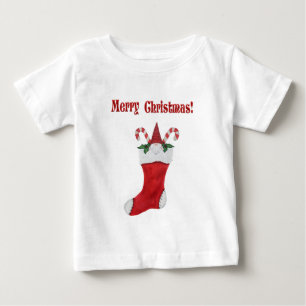 Merry Christmas Adorable Gnome in Red Stocking Baby T-Shirt