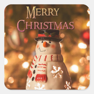 Merry Christmas Adorable Snowman Sticker