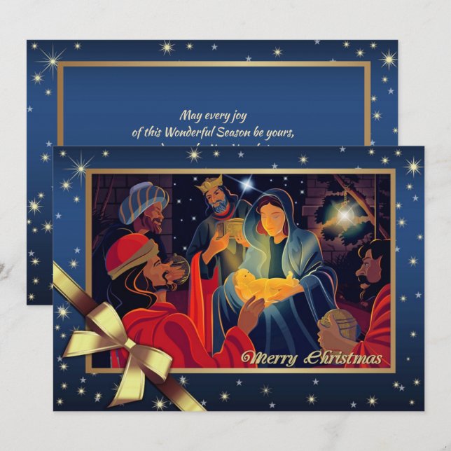 Merry Christmas. Adoration of the Magi  Holiday Card (Front/Back)