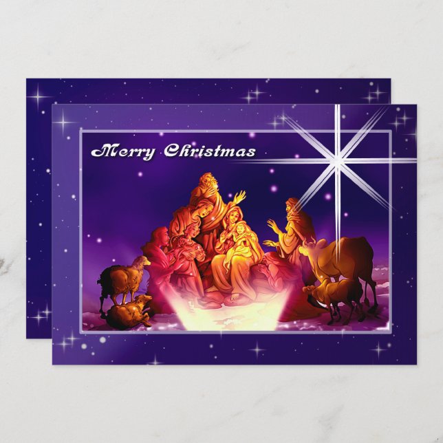 Merry Christmas. Adoration of the Shepherds Holiday Card (Front/Back)