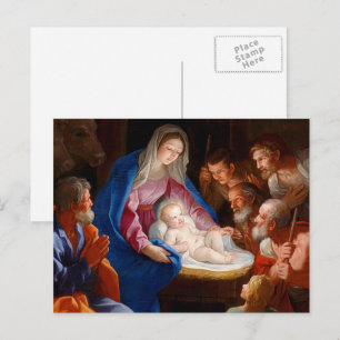 Merry Christmas. Adoration of the Shepherds  Holiday Postcard