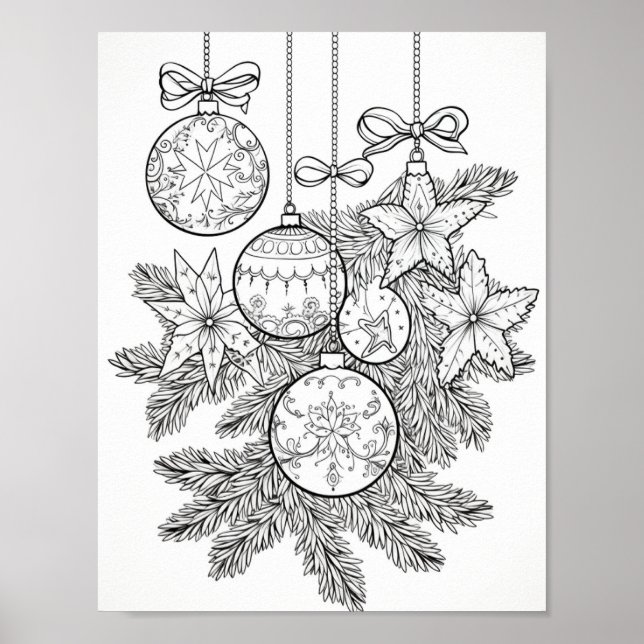 Merry Christmas Adult Colouring Poster (Front)