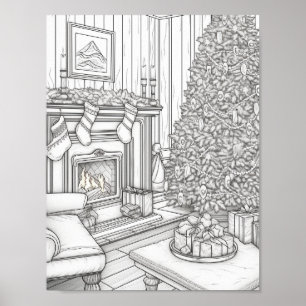 Merry Christmas Adult Colouring Poster