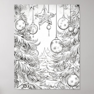 Merry Christmas Adult Colouring Poster
