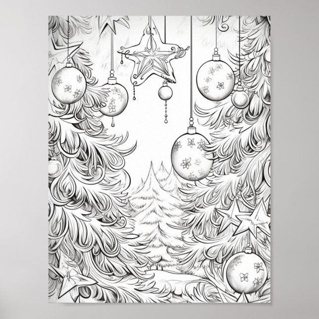 Merry Christmas Adult Colouring Poster (Front)