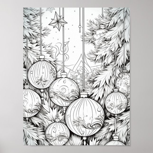 Merry Christmas Adult Colouring Poster (Front)