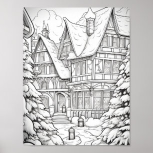 Merry Christmas Adult Colouring Poster