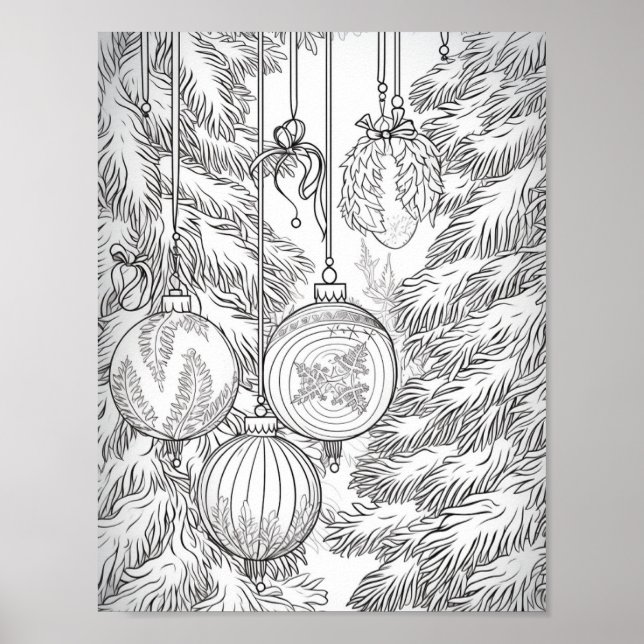 Merry Christmas Adult Colouring Poster (Front)