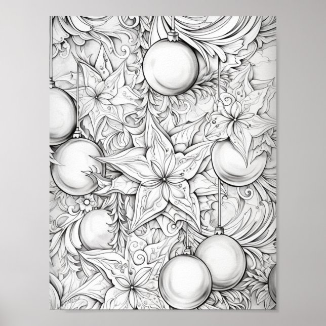 Merry Christmas Adult Colouring Poster (Front)