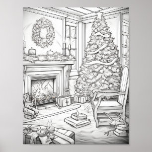Merry Christmas Adult Colouring Poster