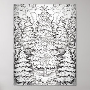 Merry Christmas Adult Colouring Poster