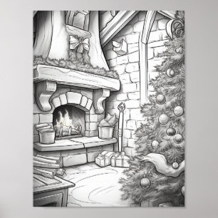 Merry Christmas Adult Colouring Poster