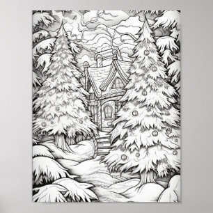 Merry Christmas Adult Colouring Poster