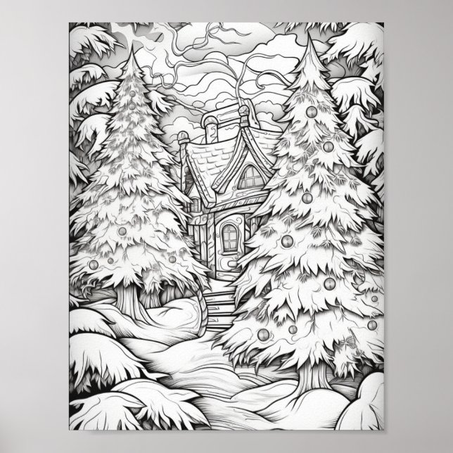 Merry Christmas Adult Colouring Poster (Front)