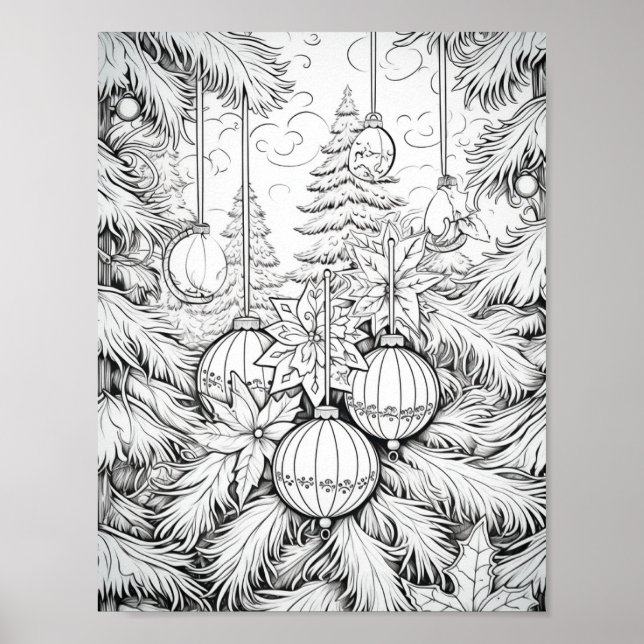 Merry Christmas Adult Colouring Poster (Front)