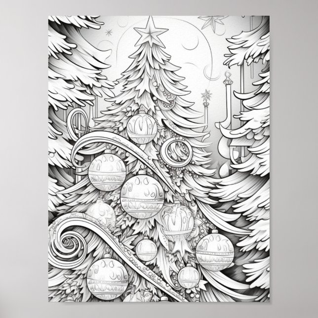 Merry Christmas Adult Colouring Poster (Front)