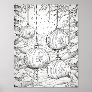 Merry Christmas Adult Colouring Poster
