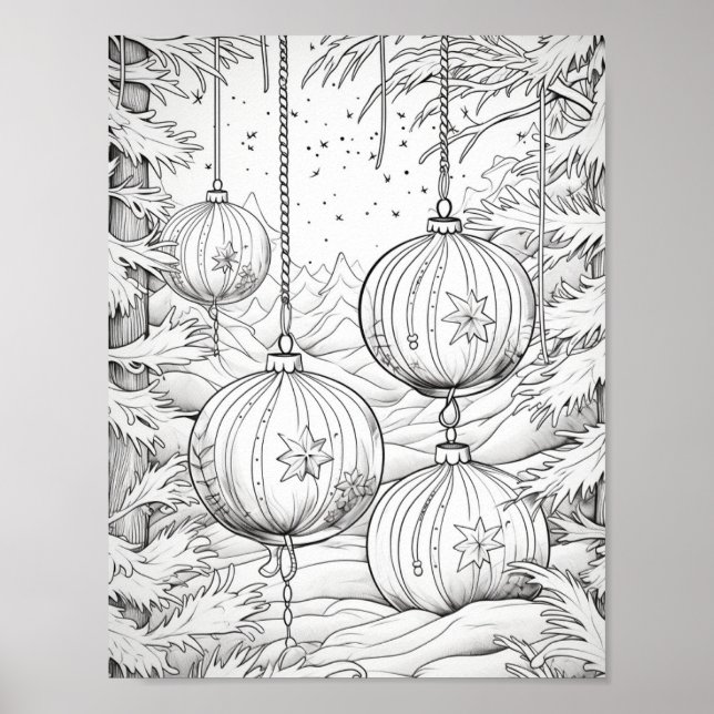 Merry Christmas Adult Colouring Poster (Front)