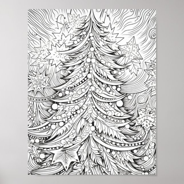 Merry Christmas Adult Colouring Poster (Front)