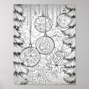 Merry Christmas Adult Colouring Poster