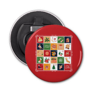 Merry Christmas Advent Calendar Poinsettia Red Bottle Opener