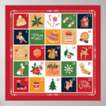 Merry Christmas Advent Calendar Poinsettia Red Poster<br><div class="desc">Countdown to Christmas advent calendar poster for you and your loved ones.</div>