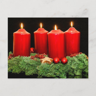Merry christmas advent wreath holiday postcard