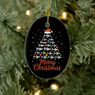 Merry Christmas Aeroplane Tree Vacation Ceramic Tree Decoration