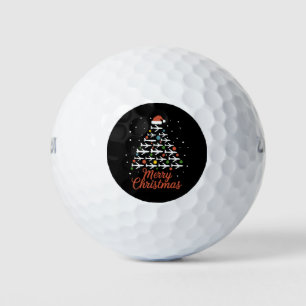 Merry Christmas Aeroplane Tree Vacation Golf Balls