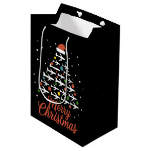 Merry Christmas Aeroplane Tree Vacation Medium Gift Bag