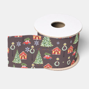 Merry Christmas Aesthetic Pattern- Festive Holiday Grosgrain Ribbon