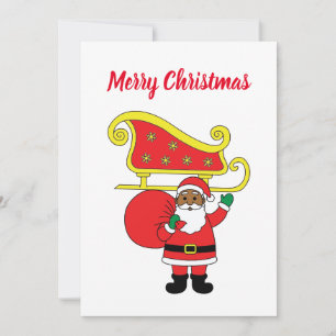 Merry Christmas African American Santa Claus Holiday Card