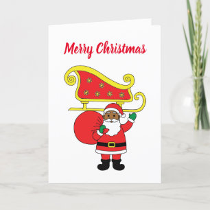 Merry Christmas African American Santa Claus Holiday Card