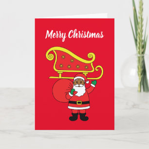 Merry Christmas African American Santa Claus Red Holiday Card