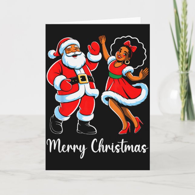 Merry Christmas African American Santa Claus Xmas  Card (Front)
