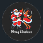 Merry Christmas African American Santa Claus Xmas  Classic Round Sticker<br><div class="desc">Merry Christmas African American Santa Claus Xmas Dance</div>