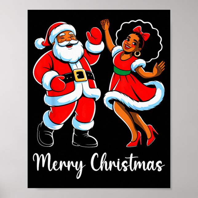 Merry Christmas African American Santa Claus Xmas  Poster (Front)